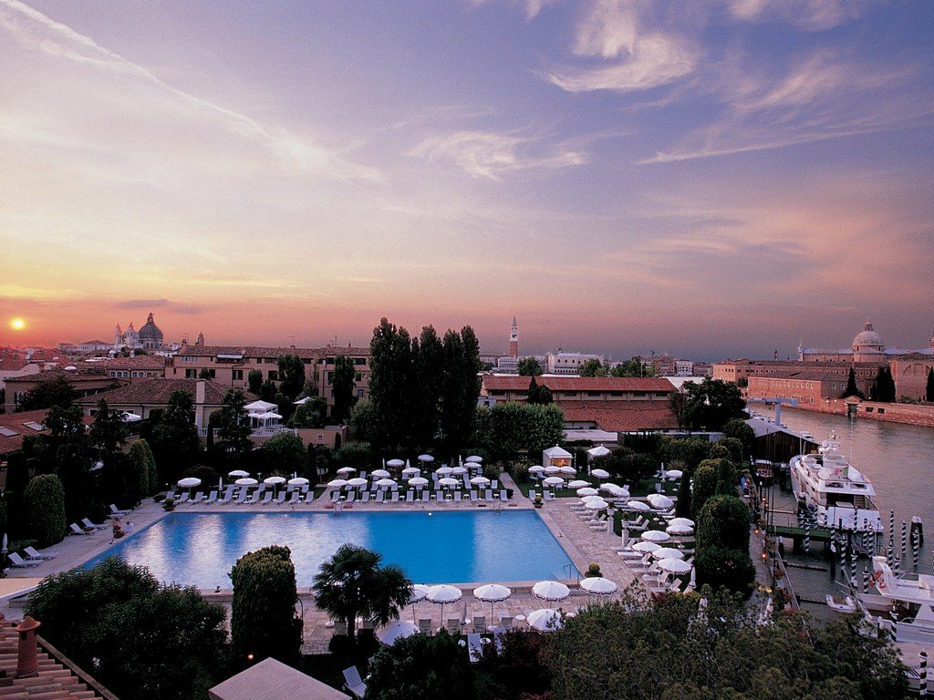 Looking over the pool at Belmond Hotel Cipriani in Venice Italy