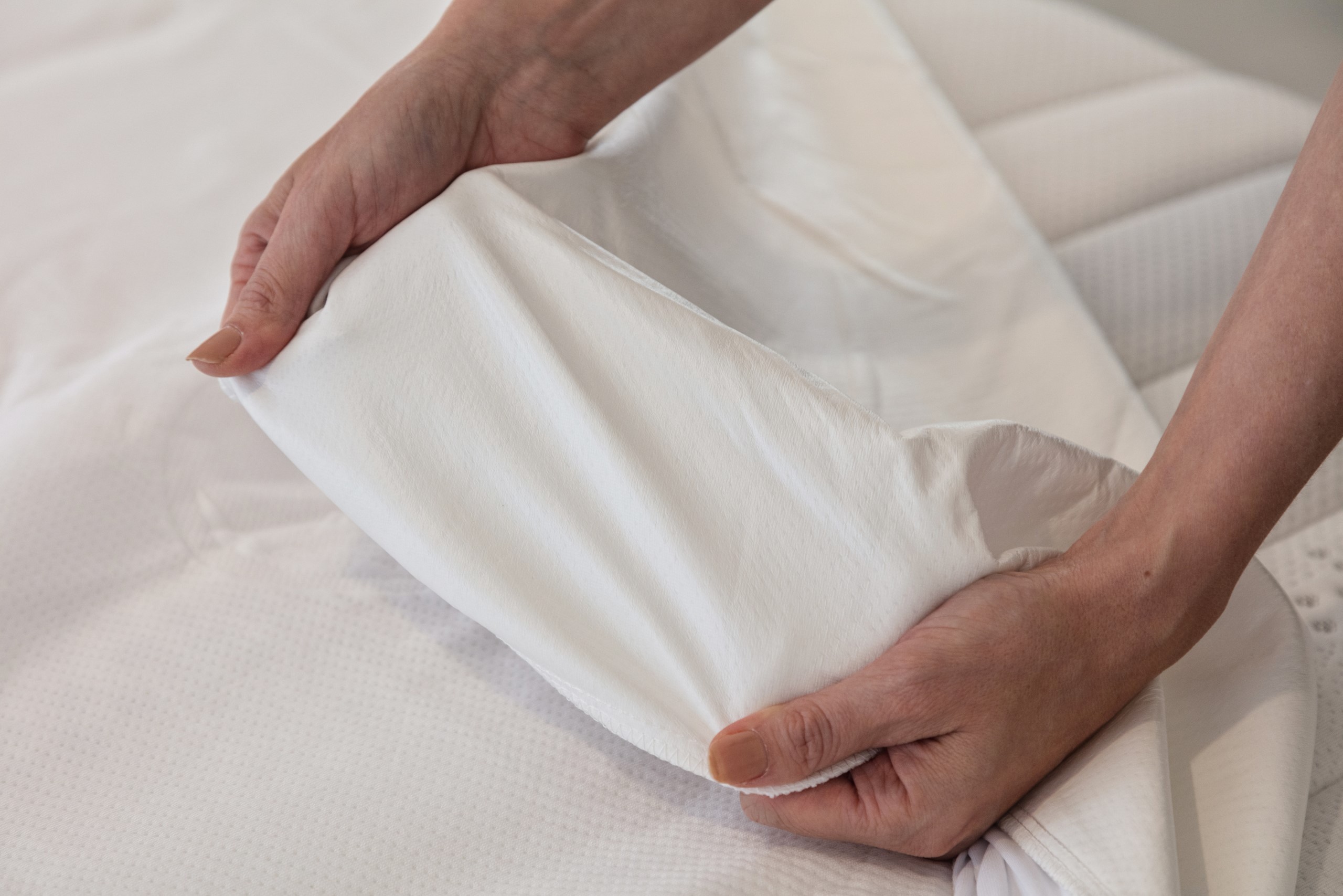 Waterproof underside of Bambi Protectiva waterproof mattress protector on Latex Mattress Australia Pure Comfort mattress (Resized)